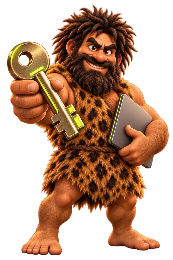 AI Visibility Studio caveman mascot