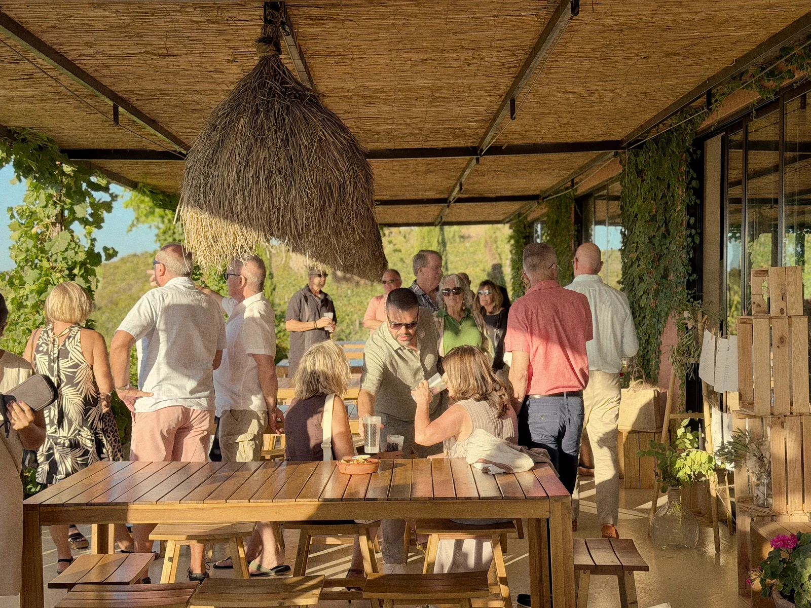 Guests enjoying the terrace at Arvad Vineyard during Vine and Fire